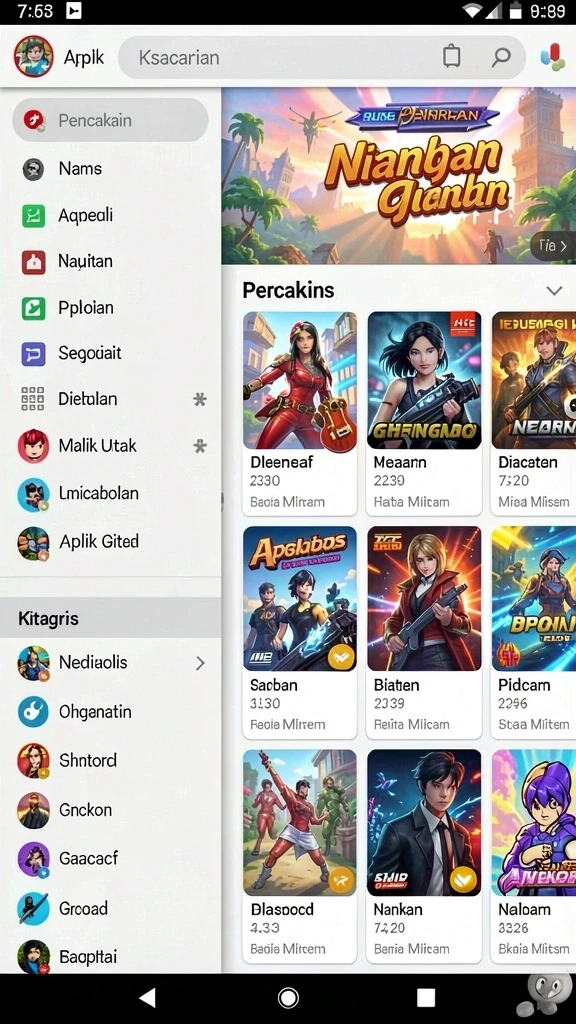 Tampilan awal yang menarik dengan menu navigasi yang jelas.